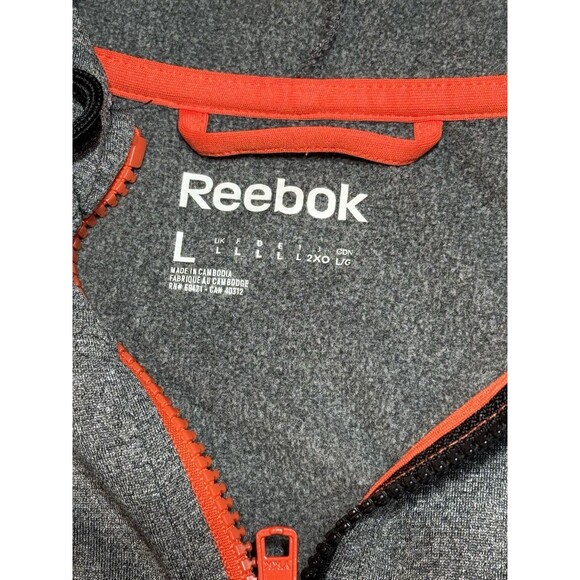 Reebok PlayWarm Mens Large Full Zip Hoodie Gray Black Colorblock Athletic Jacket - Picture 7 of 12